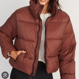 Old Navy Brown Cropped Puffer Jacket Plus Size: 4x
